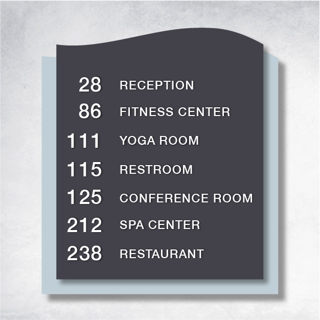 ADA Braille directory sign for wayfinding, featuring customizable options and compliant with accessibility standards.