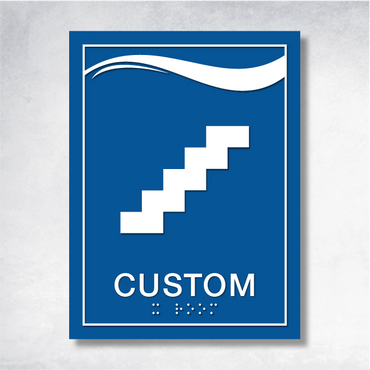 ADA compliant custom signage featuring sleek design and raised text for accessibility, ideal for various facility types.